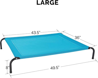 FurHaven Elevated Pet Cots - Cooling & Breathable Nylon Mesh Hammock for Large Dogs/Easy-to-Assemble / / Durable and Reinforced/Perfect for Rest & Relaxation Outdoors - Capri Blue, Large