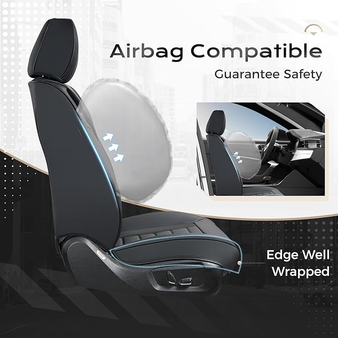 Coverado Car Seat Covers, Front Covers for Cars, Car Seat Cover Front Seats, Automotive Seat Cover, Waterproof, Leather Car Seat Cushion, Universal Interior Covers Seat Protectors for Most Cars