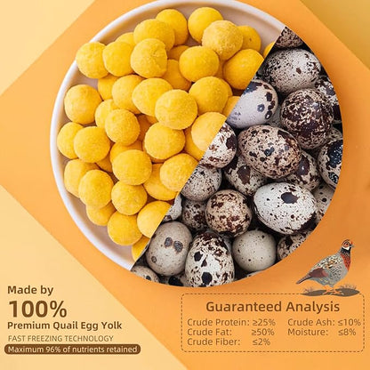 Dehydrated Quail Egg Yolk Snacks for Cats and Dogs Training (110g/3.88oz), Natural Dog Food Limited Ingredient, Healthy Tasty Freeze-Dried Pet Treats for Dogs Cats (M, Egg)