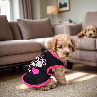 Pistha 4 Pack Dog Shirts Summer Printed Puppy Clothes Cute Sleeveless Pet T Shirts Dog Clothes for Small Medium Dogs Cats Girl(L)