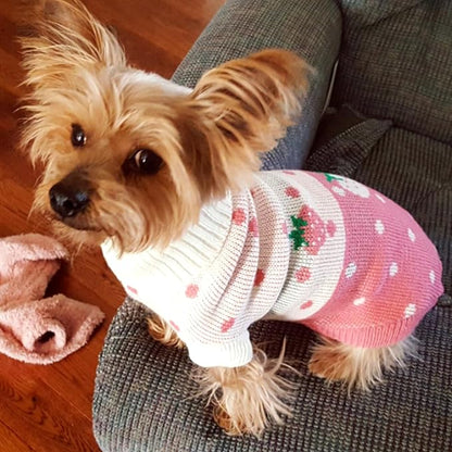 CHBORCHICEN Pet Dog Sweaters Classic Knitwear Turtleneck Winter Warm Puppy Clothing Cute Strawberry and Heart Doggie Sweater (Pink, Large)
