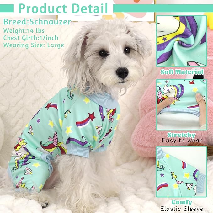 XPUDAC Dog Pajamas for Small Medium Dogs, Strechy Soft Dog Clothes for Dogs Girl Boy Pet Jumpsuit, Cat Onesie-2XL