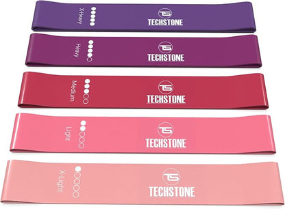 TechStone Resistance Bands Set – 5 Levels Loop Exercise Bands for Men & Women, Elastic Workout Bands for Home Gym, Training, Yoga & Fitness, Carry Bag Included