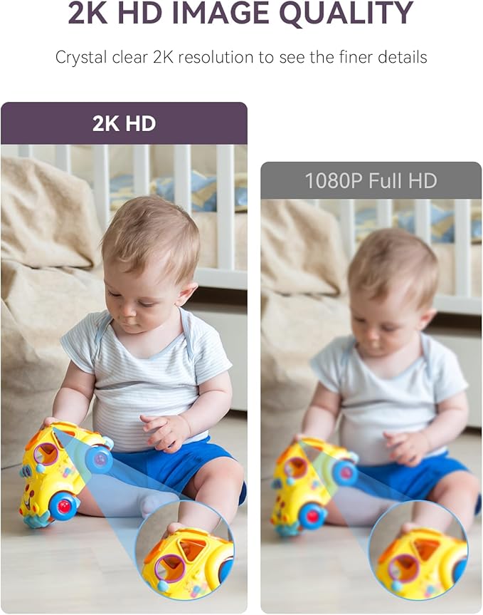 Comfyer Baby/Pet Monitor for Indoor Security, Monitoring with Smart Phone app, 2K QHD Resolution, Auto Tracking/Motion Dection, 2-Way Audio Talk, Night Vision, Pan-Tilt Camera