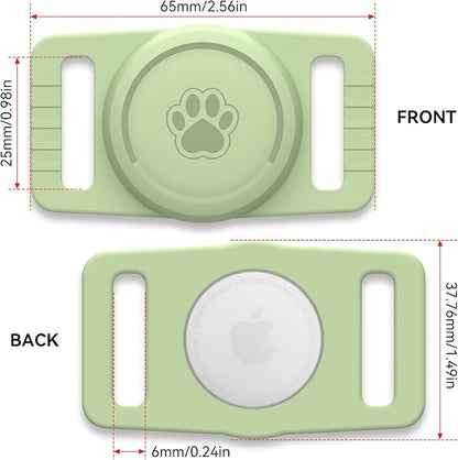GOCII for Airtag Dog Collar Holder 2 Pack,Waterproof Dog Collar Holder for Apple AirTag(Gen 1 & 2),Silicone Air Tags Case for Dog Collars(Light Green)