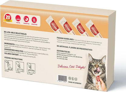 PETPHABET Lickable Cat Treats Squeeze, Creamy Puree Squeezable Wet Kitten Treats, Chicken Recipe 20 Tubes, Paste Snacks for Skin & Coat Health, Digestive Care, High Protein, Grain Free