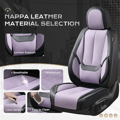 Coverado Car Seat Covers Full Set, Car Seat Protector Waterproof, Nappa Leather Car Seat Cushion, Seat Covers for Cars, Front Seats and Back Universal Fit for Most Cars