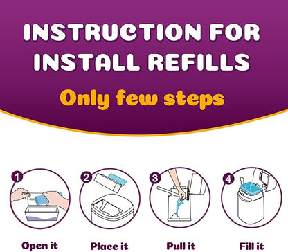 Cat Litter Refill Bags Compatible with Genie Easy Roll Litter Bin, Long Lasting Cat Bag, 7-Layer Odor Control, Leak-Proof & Easy-Tear Design, Extra Waste Refills Bag 2 Rolls - 50 Bags