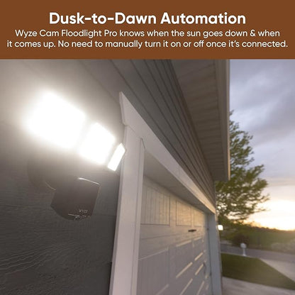 WYZE Floodlight Camera Pro, PCMag Editors' Choice 3000-Lumen LEDs, 2.5K HD Outdoor Security Camera, 180° Wide View, Motion Detection, Color Night Vision, Works with Alexa & Google, Free Expert Setup