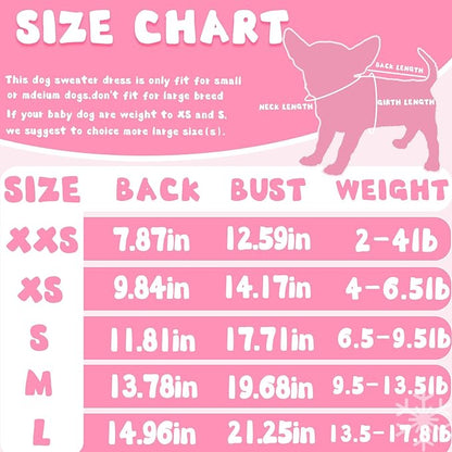Christmas Dog Sweaters for Small Dogs Winter Dog Dress Girl Puppy Sweater Fleece Warm Puppy Dresses with Leash Hole Cute Pink Clothes Bowtie Chihuahua Sweaters Pet Doggie Oufit (XX-Small)