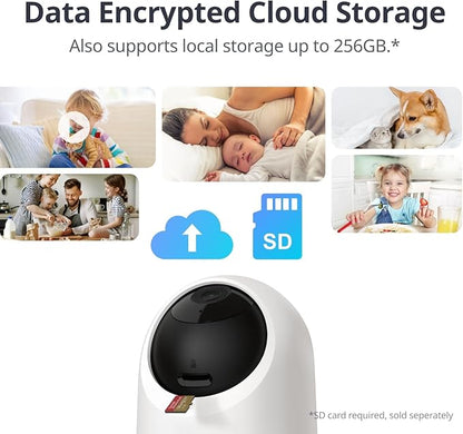 SwitchBot 3K/5MP Indoor Camera - Pan/Tilt Baby & Pet Monitor, 2.4G Wi-Fi, Night Vision, 2-Way Audio, 360° Tracking, Privacy Mode, Alexa, Cloud & SD Storage.