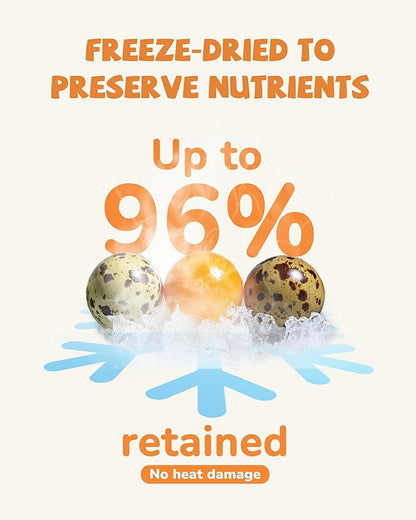 PAWUP Freeze Dried Cat & Dog Treats, Natural Quail Egg Yolk, Single Ingredient, High-Protein Pet Snacks for Skin & Coat Health, No Artificial Additives, 9.2 oz