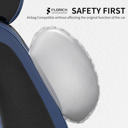 FLORICH Seat Covers Full Set Leather Cars Seat Cover Front and Rear 5 Seats Full Coverage Seat Cushion Protector Waterproof Automotive Interior Cover Universal Fit for Most Cars Trucks SUV, Black&Blue