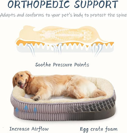 Orthopedic Dog Bed for Puppy,Extra Small Dogs Breeds,Oval Cat Bed,High Density Egg Crate Foam Dog Sofa Beds,Pet Couch Bed with Four Sided Bolster,Removable Washable Cover&Non-Slip Bottom