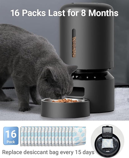 16 Packs Pet Food Desiccant Bag Compatible with PETLIBRO/PETKIT Automatic Cat Feeder, Desiccant Packs Replacement with Color Indicating for Automatic Pet Feeder(Individually Packaged)