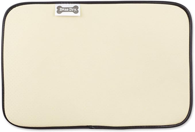 Bone Dry Machine Washable, Ultra Absorbent Pet Mat, 12x18, Black/Off-White Lattice