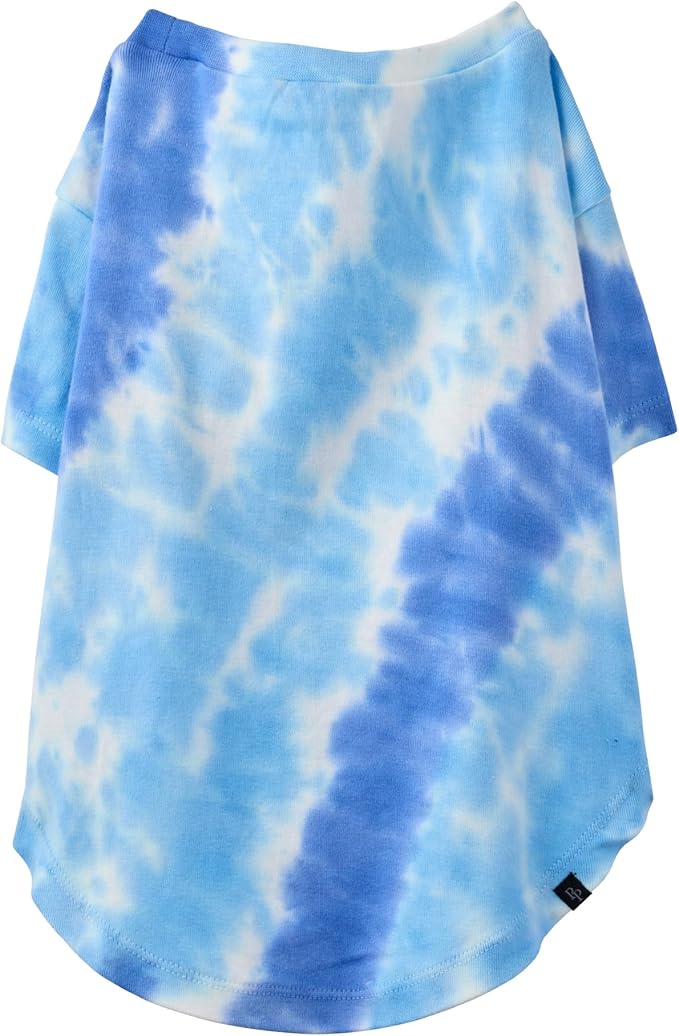 Pet Passion Toby II - The Perfect Tee, 3 Pack Short Sleeve Pet T-Shirt 100% Organic Cotton Tees Clothes for Small, Medium, Large Dogs, Blue Tie Dye, XX-Small (4-7 lbs)