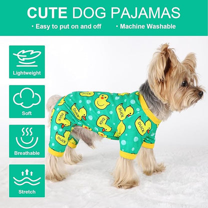 Dog Pajamas for Small Dogs Boy Girl, Dog Clothes Tiny Chihuahua Yorkie Spring Summer Shirt, Cute Puppy Outfit Pjs Jumpsuit Cat Onesie Apparel Pet Clothes (Blue Duck, Medium)