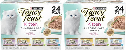 Fancy Feast Purina Tender Ocean Whitefish,Turkey,Chicken and Salmon Feasts Wet Kitten Food Variety Pack - 3 oz. Boxes,(Pack of 48)