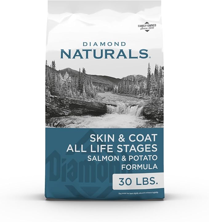 Diamond Naturals Skin & Coat Real Salmon and Potato Recipe Dry Dog Food with High Quality Protein, Omega Fatty Acids, Probiotics and Essential Nutrients to Promote Healthy Skin and Coat 30lb