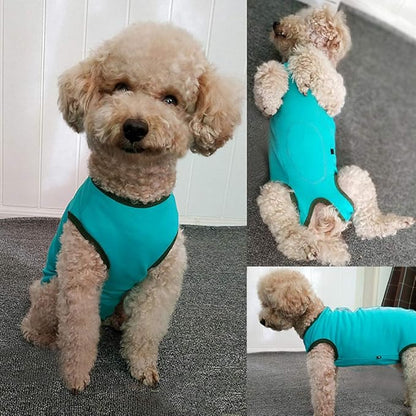 Dog’s Recovery Suit Post Surgery Shirt for Puppy, Wound Protective Clothes for Little Animals(Blue-m)