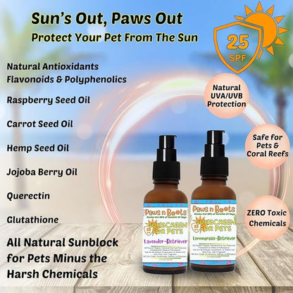 Non-Toxic Sunscreen for Pets, Protective Barrier Cream Non-Toxic Easy to Apply Formula Moisturize & Rejuvinate Cracked Paw Pads, Nose, or Skin. Supports Tissue Growth PawsnBoots Lemongrass