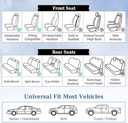 Coverado Front Seat Covers, 2 PCS Pink Seat Cover for Cars, Breathable Fabric& Faux Leather Seat Cover, Driver Seat Cushion, Car Seat Protector Universal Fit Most Cars, Trucks, SUV