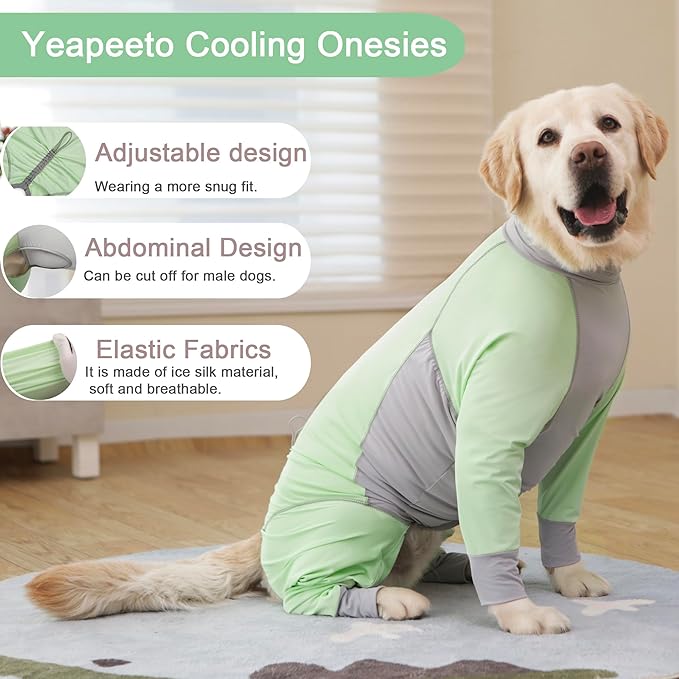 Dog Sun Protection Cooling Suit UPF 50+, Quick-Dry Breathable Jumpsuit for Large & Medium Dogs, Outdoor Dirt-Resistant Shedding Control Pet Apparel (Chartreuse, 2X-Large)