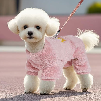 Pistha Plush Dog Pajamas Cute Warm Puppy Crown Pajamas Warm Kitten Winter Jumpsuit Clothes for Small Dogs Cats Girl(L)