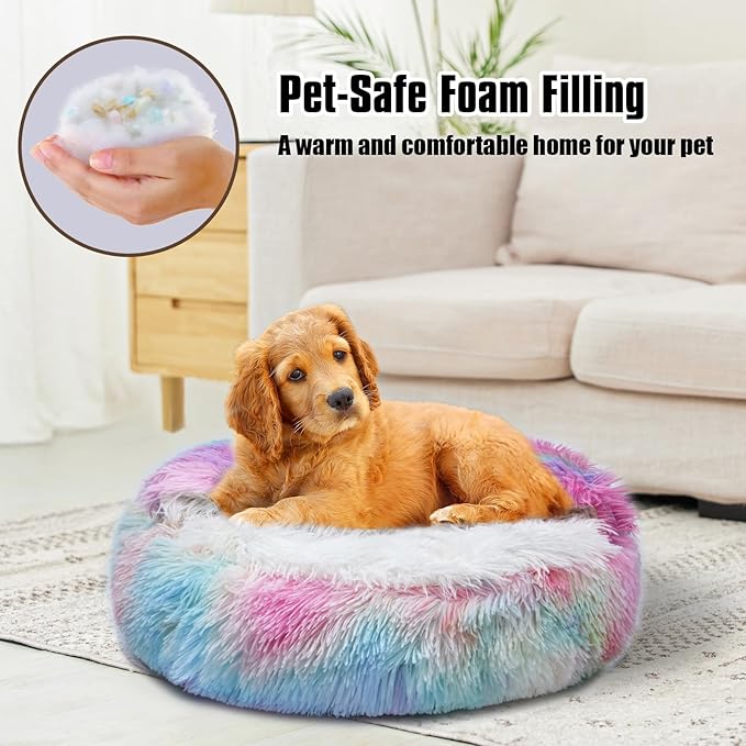 FORMYCATIE Cat Beds for Indoor Cats,Cat Cave for Puppy and Kitty,Calming Small Dog Bed for Small Dogs with Cover Cave,Cozy Warming Fluffy Washable Anti-Slip Pet Sleeping Bag(20 * 20inch,Dazzle)