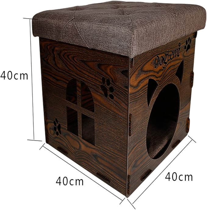 S-Lifeeling Pet Nest Cat Litter Foldable Functional High-Grade Wooden Cushion Pet Cat Small Dog House Bed Mat Cave and House Chair
