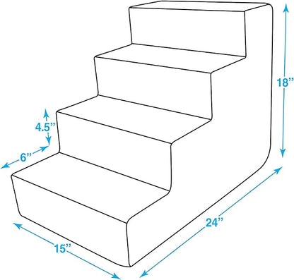 Best Pet Supplies Dog Stairs & Steps - Foam Steps for Small Dogs & Cats, Non-Slip Indoor Balanced Pet Step Support, Dog Ramp, No Assembly, Dark Gray Linen, 4-Step (18-inch Height)