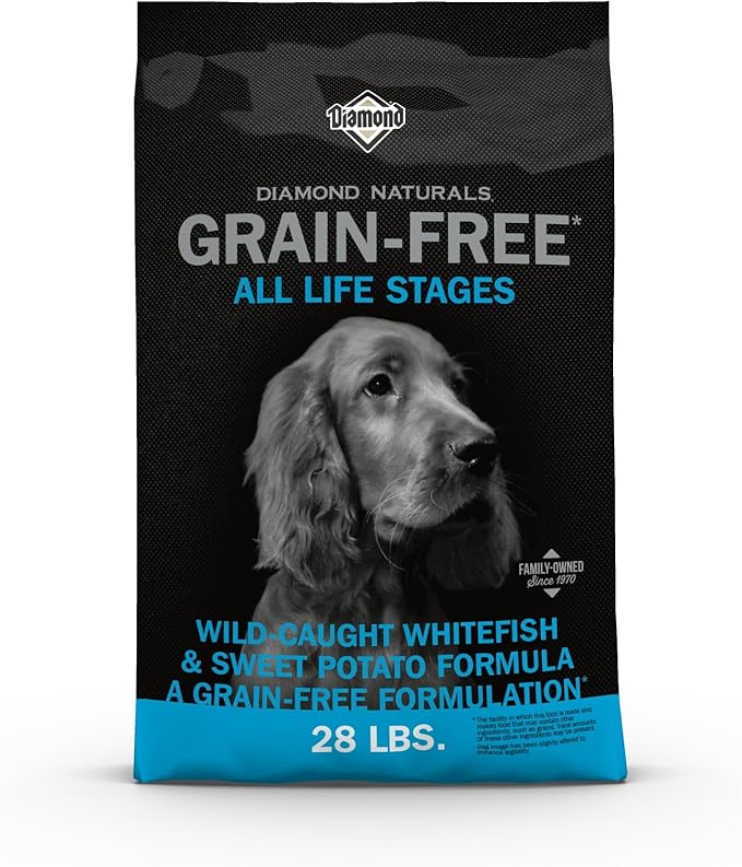 Diamond Naturals Grain-Free Recipe All Life Stages Quality Protein Dry Dog Food with Wild-Caught Whitefish and Sweet Potato 28lb