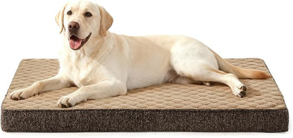JOEJOY Orthopedic Dog Bed XL, Washable Dog Crate Bed Large Sized with Removable Cover, Egg Memory Foam Big Pet Beds, Brown, 41"x27"
