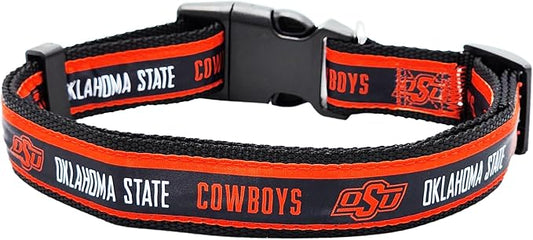 Pets First Collegiate PET Collar New Version Oklahoma State Cowboys Dog Collar, Size Large. Best Sports Team Color for Dogs & Cats. A Shiny & Colorful Dog & Cat Collar Licensed by The NCAA