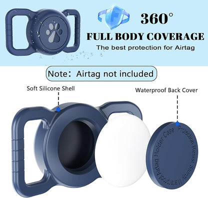 Waterproof Airtag Dog Collar Holder, Full Covered Silicone Case, Navy Blue | Fits most collars | Soft durable silicone | Full waterproof seal | Secure anti-loss design | Signal-friendly, lightweight