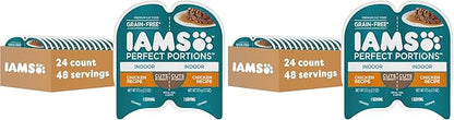 IAMS Perfect Portions Indoor Adult Wet Cat Food Cuts in Gravy,Chicken Recipe,2.6 oz. Easy Peel Twin-Pack Trays (,48 Servings),24 Count (Pack of 2)