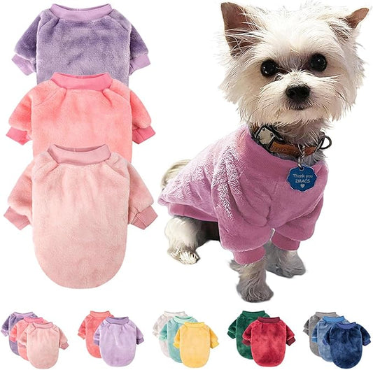 FabriCastle Dog Sweaters, 3-Pack Dog Clothes for Small Dogs Girl & Cats, Soft and Warm Pet Coats XXS - XXL, Winter Pet Jackets, Doggy Apparel Costumes, Puppy Outfits (Pink,Purple,Light Pink, Medium)