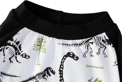 Dog Dinosaur T Shirts Black Long Sleeve White Shirt Pajamas Pets Soft Cotton Apparel Clothes for Medium Dogs,M