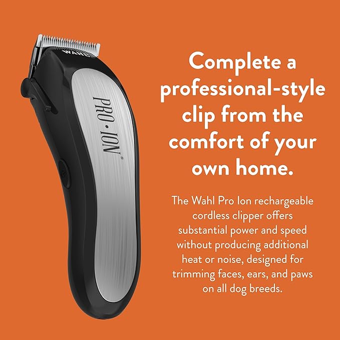 Wahl Professional Animal Pro Ion Pet, Dog & Cat Cordless Clipper Kit (#9705) - Cat, Dog & Pet Grooming Kit - Great Pet Grooming Clippers for First-Time Groomers - with 2 Hour Run Time