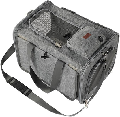 Soft Cats Carrier Airline Approved Small Dog Carriers for Puppy Travel Bag Softsides Puppy Carry,Soft-Sided,Pets Small Animals Rabbits Bunny Outdoor (Gray)