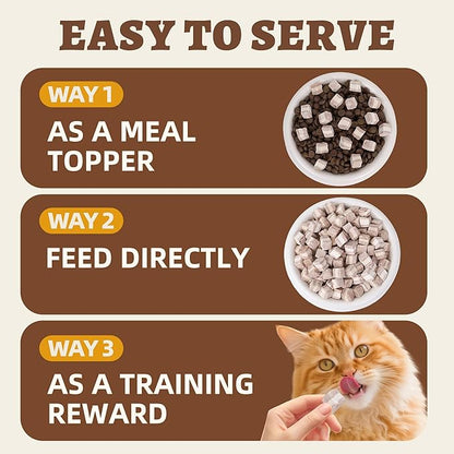 Wellix Freeze-Dried Treats for Dogs and Cats - Duck&Pear Natural Freeze Dried Cat Treats for Gut,Digestion Healthy - High-Protein Food Topper for Kittens Training Snacks 4.93oz