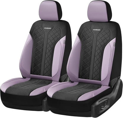 Coverado Front Seat Covers, Automotive Seat Covers 2 Seats, Leather Car Protectors 2-Pack, Auto Seat Covers Universal Fit for SUV, Vans, Sedan, Truck