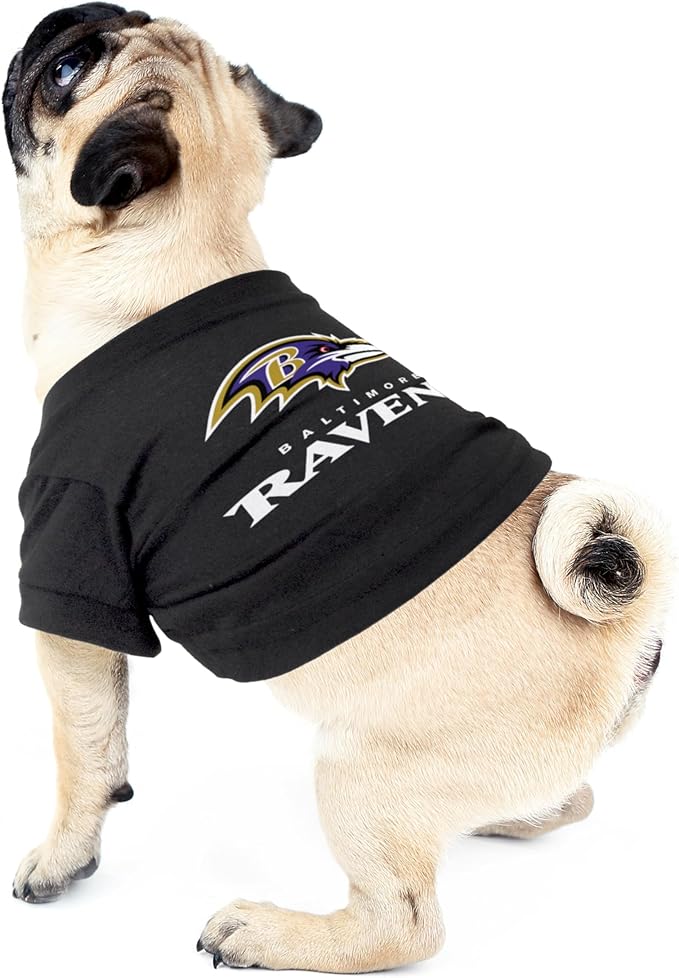 Littlearth NFL Baltimore Ravens Pet T-Shirt, Team Color, Large
