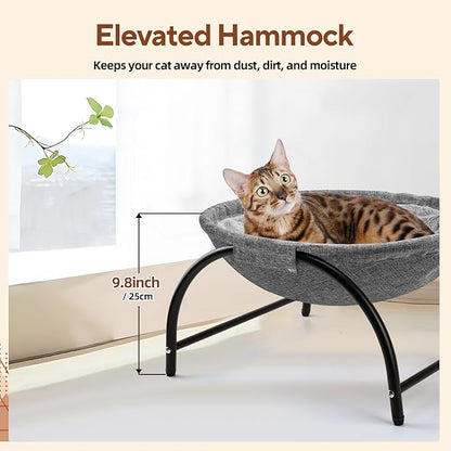 LIFLIX Raised Cat Hammock Bed, Pet Bed for for Indoor Cats, Standing Cat Cot with Washable Plush,17.1 x 17 x 9.5 inches