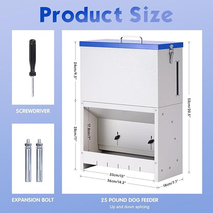 Automatic Dog Feeder Large Breed, Outdoor and Indoor Dog Food Dispenser, Large Capacity Automatic Gravity Feed Dispenser Suitable for Small, Medium, and Large Dog Breeds (Blue)