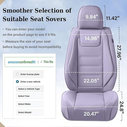 Coverado Car Seat Covers Full Set, Seat Covers for Cars, Car Seat Protector Waterproof, Leather Cushion, Universal Car Interior Covers Seat Protectors for Most Cars Purple