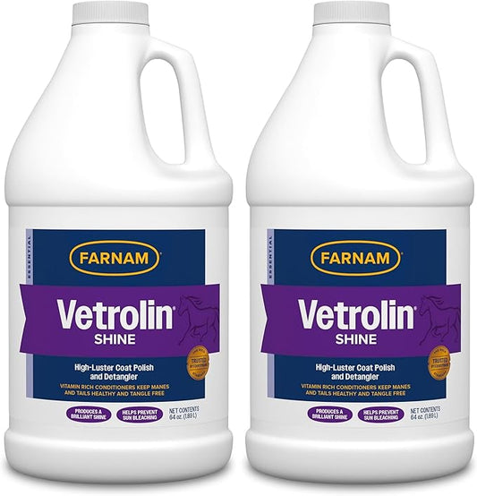Farnam Vetrolin Shine Coat Conditioner & Shine Spray for Horses & Dogs 64 Ounces (Pack of 2)