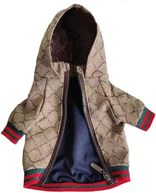 Dog Hoodie Luxury Winter Small Dog Jacket Clothes Classic Designer French Bulldog Teddy Pug Puppy Clothes(Medium)