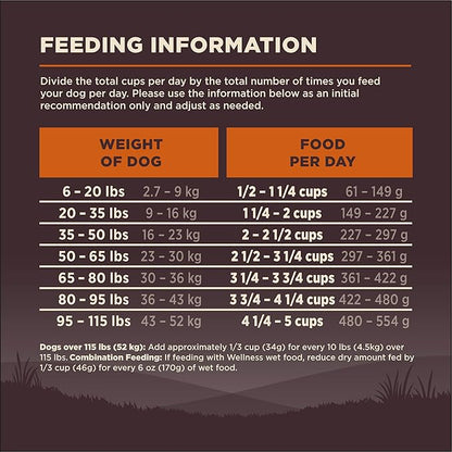 Wellness CORE Adult Dry Dog Food, Grain Free Kibble, Natural, High Protein, Turkey and Chicken Recipe, 26 lb Bag